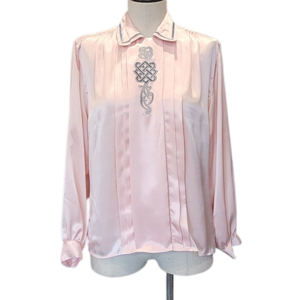 Petite Sophisticate Pink Embellished Boxy Blouse